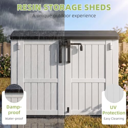 Bifanuo 36 Cu Ft Resin Outdoor Storage Shed, Horizontal Storage Cabinet - Image 6