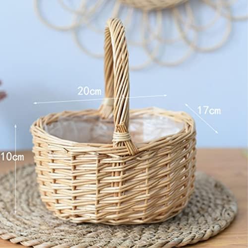 Basket Park Picnic Woven Rattan Picnic Storage Holder Baskets Wicker Handwoven Fruit Willow Braided Basket Camping Outdoor Decor - Image 2