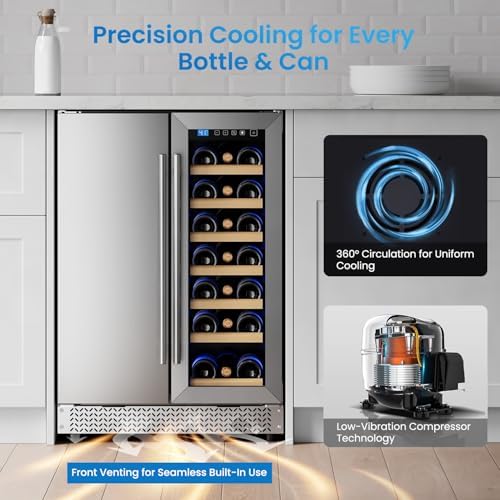 24 Inch Wine and Beverage Refrigerator, 21 Bottles and 88 Cans Daul Zone Wine Fridge with Stainless Steel Door Built in or Freestanding, Beverage Fridge for Soda Beer Wine-Kitchen Bar Office - Image 5
