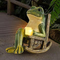 FOXMIS Miniature Frog Garden Statue Mom Dad Gifts Home Decorations Fairy Garden Accessories Outdoor Lights Solar Garden Frog Decor Art Housewarming Gift for Patio,Yard,Lawn Ornament,3.89"x2.36"x3.93 by FOXMIS