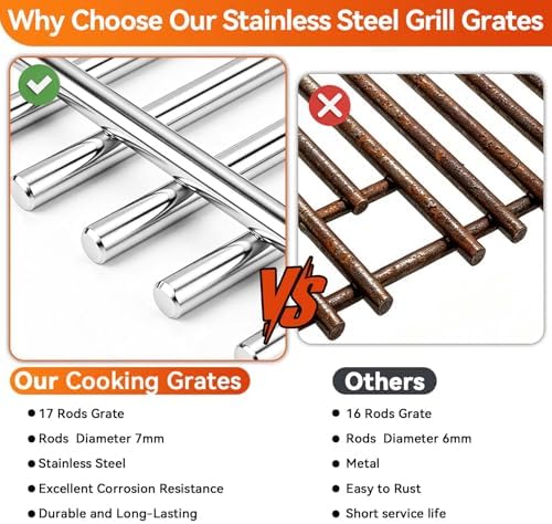 17 Inch Grill Grates for Home Depot Nexgrill 720-0830H 720-0830D 720-0783E 720-0783C 720-0888N 4-Burner Gas Grill - Stainless Steel BBQ Grill Grate Replacement Parts for Outdoor Grill, 2 Pack - Image 3