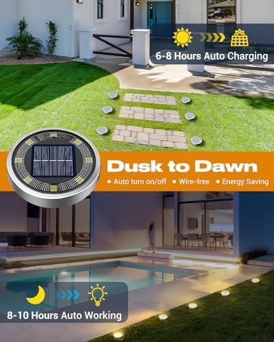 btfarm 16 Pack Solar Lights Outdoor Waterproof, 8 LED Solar Ground Lights - Image 2
