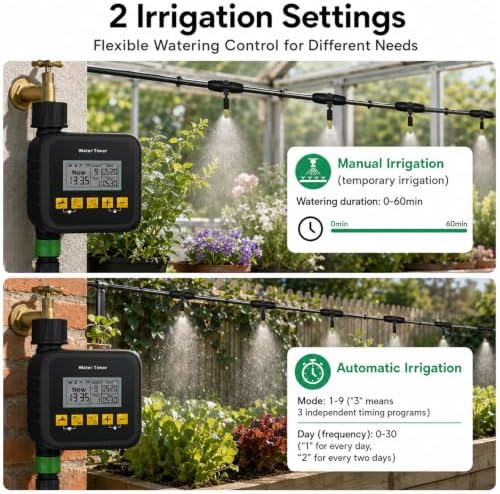 Misters for Outside Patio with Timer, 33FT/10M Chicken Coop Misting System for Cooling with 8 Brass Nozzles, Outdoor Mister for Patio Backyard Garden Greenhouse Livestock - Image 4