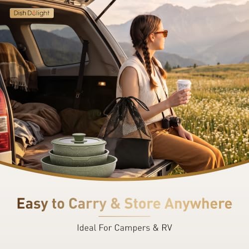 DishDelight Detachable Handle Camping Pots and Pans Set Non Stick - Image 5