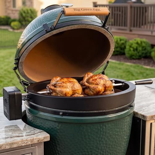 Rotisserie Accessory Attachment for XL Big Green Egg & Kamado Joe 24-inch Big Joe, Complete Grill Accessory with 120V Motor, Stainless Steel Rotisserie Rod & Forks, Heavy Duty Iron Frame - Image 7