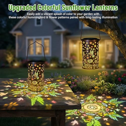 Hummingbird Mmulticolor Solar Lanterns for Outdoor Indoor, Colorful Garden Decor Gifts for Women Mom Grandma Hanging Solar Lights Metal Solar Decoration Outside for Yard, Patio, Backyard, Porch - Image 6