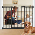 54.7"-60.2" Extra Wide Baby Gate for Doorways Hallways, 30 in Tall Dog Gates with Door No Drill, Auto Close Child Safety Gate for Pet Kid Doggie Cat Proof, Large Long Dog Barrier Indoor House, Black by Unknown