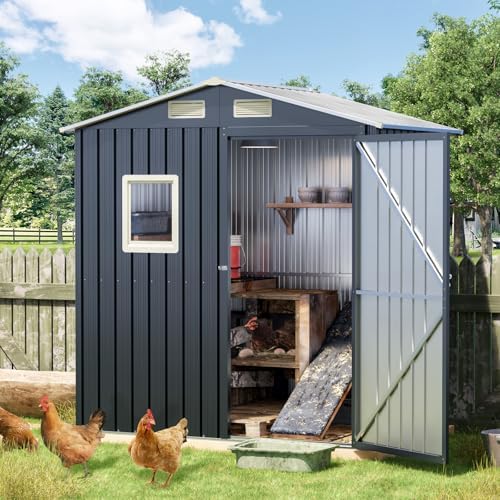 6 x 4 FT Metal Storage Shed for Backyard,Nightblue - Image 4