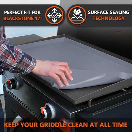 17" Silicone Griddle Mat for Blackstone 17 Inch Grill, Heavy Duty Food Grade Silicone Griddle Cover, Protect Your Grill from Dirt & Rust All Year Round (Gray) - Image 2