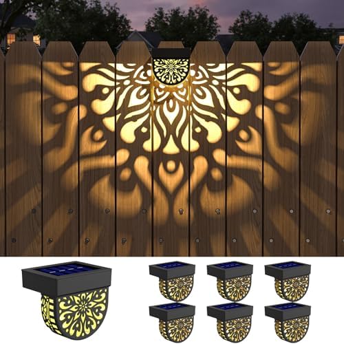 6 Pack Solar Fence Lights Outdoor Wall Lights Mandala Solar Step Light by EKQ