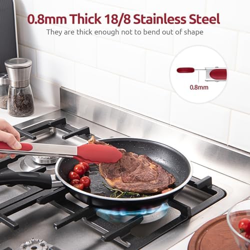 U-Taste Kitchen Tong for Cooking, 600ºF Heat-Resistant Silicone, 2Pcs/Red - Image 5
