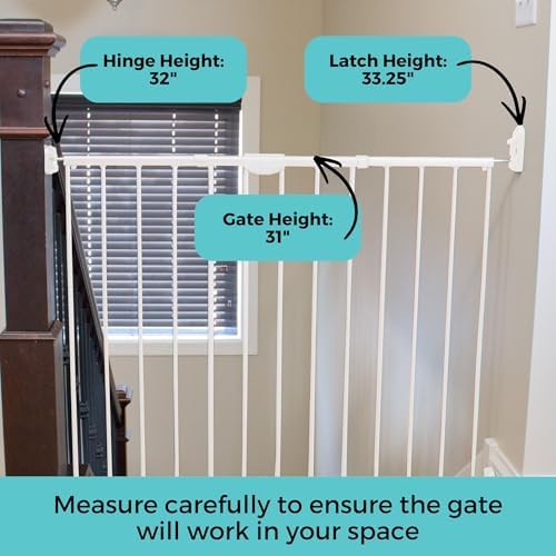 Toddleroo Easy Swing & Lock Baby Gate for Top of Stairs: 31" Tall, White - Image 4