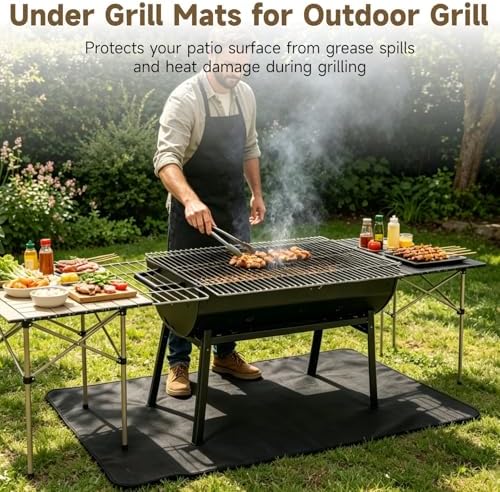 79 x 39 inches Under Grill Mats for Outdoor Grill | Double-Sided Fireproof | Waterproof | Oil-Proof | Easy to Clean | Indoor Fireplace/Fire Pit Mat | Quality BBQ Mat for Deck Patio Lawn - Image 2
