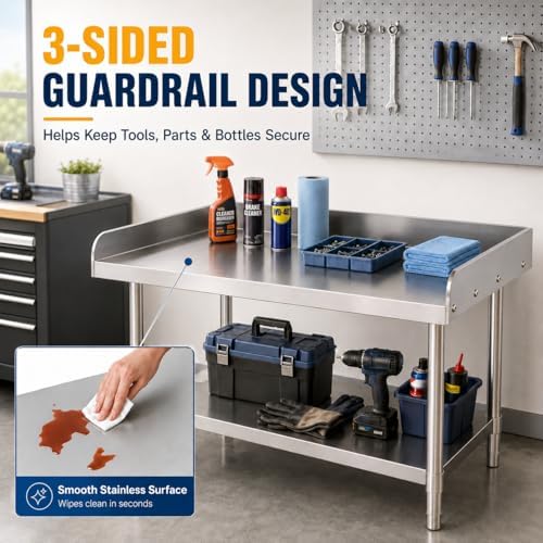 Stainless Steel Equipment Stand, 36 x 28 x 26 Inch Work Table - Image 4