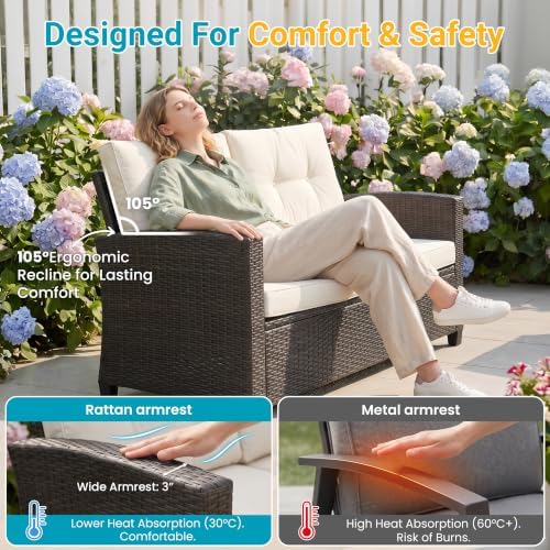 FansaFurn 4 Piece All Weather Wicker Patio Furniture Set for Porch Patio - Image 2
