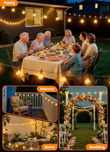 25FT 13 LED Outdoor String Lights, G40 Shatterproof String Lights, IP65 Waterproof Connectable Outside Patio Light for Backyard Porch Balcony Garden Decor Christmas Camping Gazebo - Image 5