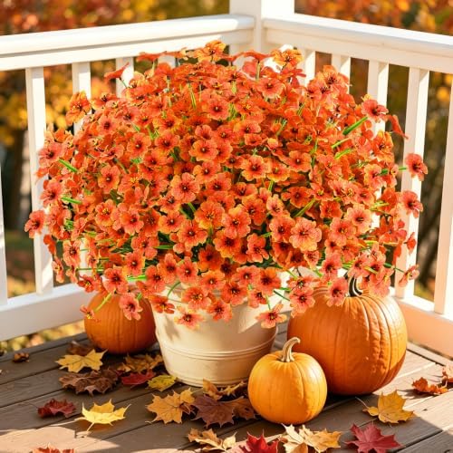AGIRL Artificial Fall Flowers Outdoor,UV Resistant Fake Mums Porch Decor by AGIRL