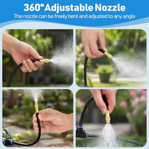 360° Adjustable Drip Irrigation System Kit, 50 FT Garden Watering System with 15 Copper Nozzles, Automatic Misting Sprinkler for Yard, Garden, Lawn, Raised Bed, Greenhouse and Plants - Image 3