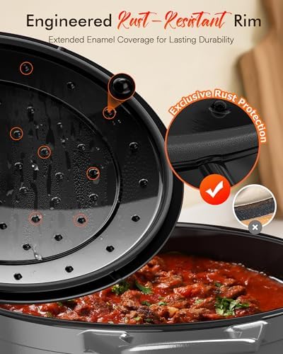 Nuwave Lux 6QT Enameled Cast Iron Dutch Oven, Cast Iron Knob, Black Sesame - Image 3