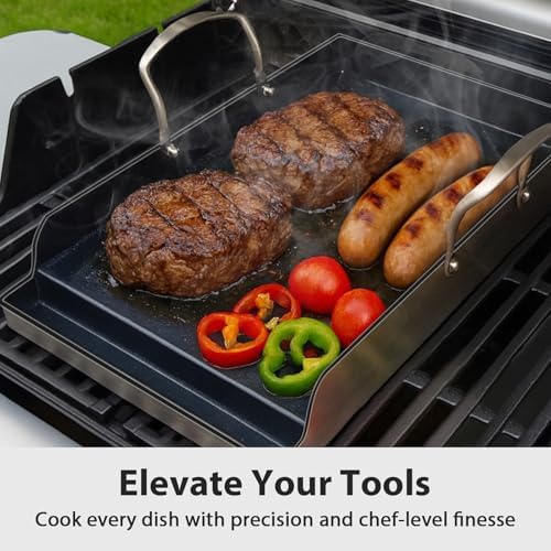 Utheer 16.5x10 Ceramic Nonstick Stainless Steel Griddle for Gas Grill - Image 5