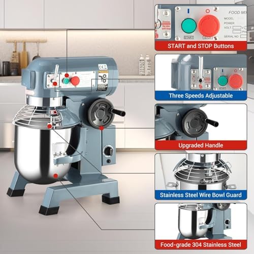Commercial Food Mixer 15QT, Commercial Mixer with 3 Adjustable Speeds, Dough Mixer Timing Function, Commercial Stand Mixer with Stainless Steel Bowl for Schools Bakeries Pizzerias - Image 2