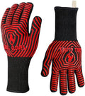 BBQ Gloves, BBQ Accessories 1472℉ Extreme Heat Resistant, Grilling Gloves Silicone Non-Slip Oven Mitts, Kitchen Gloves for BBQ, Grilling, Cooking, Baking-1 Pair 14inch by QUWIN