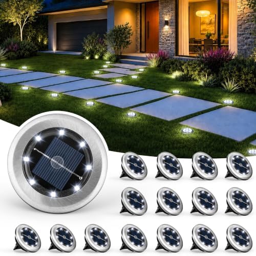 SOLPEX 16 Pack Small Solar Ground Lights, Pathway Lights Cool White by Solpex