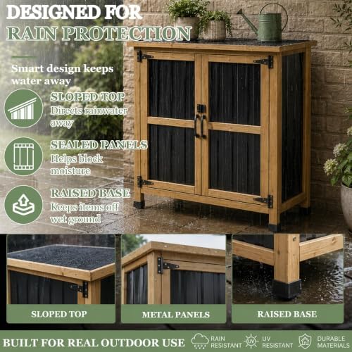 Gowoodhut Outdoor Storage Cabinet Garden Shed Box for Tools Pool Accessorie - Image 4