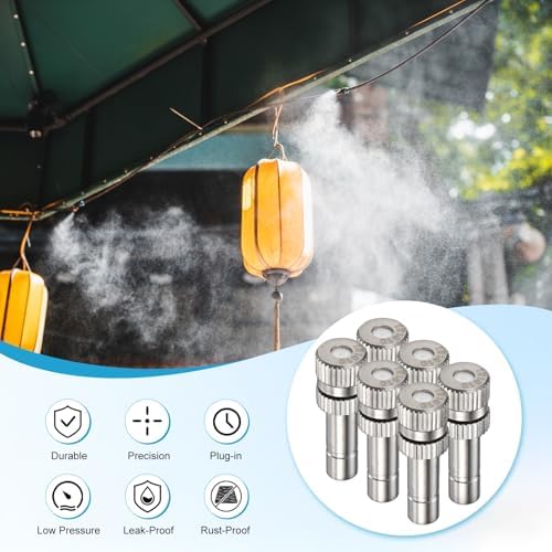 M METERXITY 20-Pack Brass Misting Nozzles, 0.004"/0.1mm Orifice Mister Replacement Heads for Outdoor Cooling System/Landscaping/Humidification/Greenhouse, 6mm Low-Pressure Fog Sprayer Nozzle - Image 4