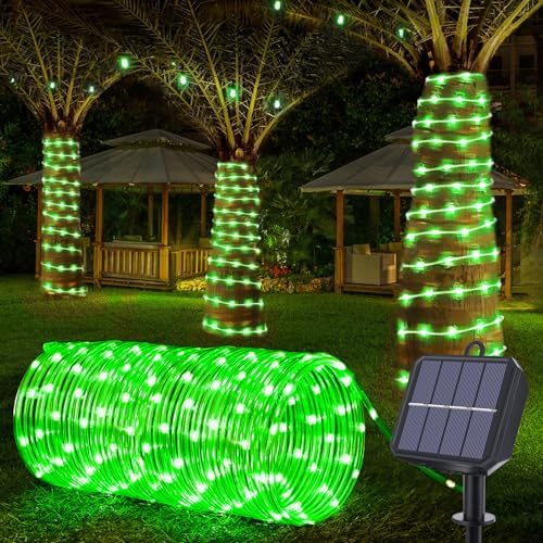 Solar Rope Lights, 66ft 200LED Solar String Lights, 8 Modes, Waterproof by Jnaurb
