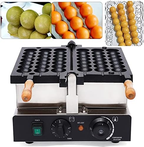 3-Grid Commercial Waffle Maker, 1500W Electric Mini Egg-Shaped Waffle Machine, Stainless Steel Waffle Iron Baker with Non-Stick Coating, 122-572℉ Temperature Adjustable by Milzeone