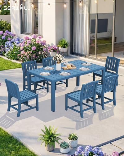 SERWALL Outdoor Expandable Dining Table 60" - 83", Blue - Image 4