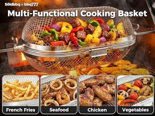 64000 Rotisserie Baskets for Napoleon Outdoor Grills, Universal Stainless Steel BBQ Rotisserie Basket Accessory for Weber, Big Green Egg, for Most Spit Rods of Grills Rotisserie,Capacity up to 4.5 lbs - Image 5