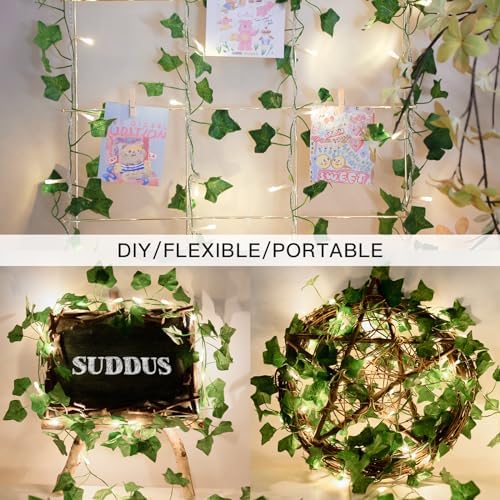 suddus 33FT 100 LED Ivy Vine with Fairy Lights Plug in Clear Wire - Image 3