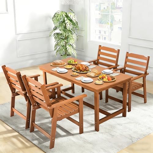 FUNBERRY Outdoor Dining Set, HDPE 5 Piece Dining Table Set with Chairs - Image 2