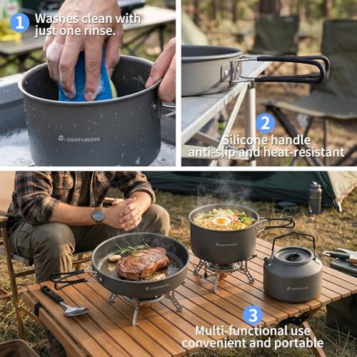 22-Piece Large Camping Cookware Set, 3.3L Pot & Kettle - Image 5