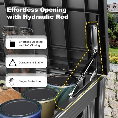 200 Gallon Large Outdoor Storage Box, Black - Image 2