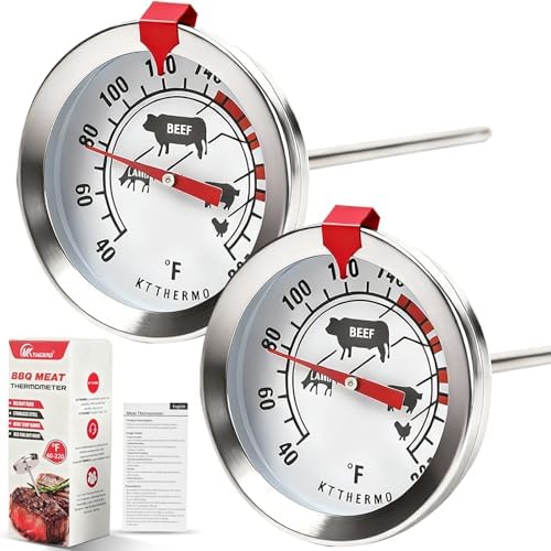 Meat Thermometer for Oven 304 Stainless Steel Probe, 40‑220°F, 2pc by Unknown