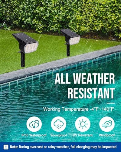 AUDERWIN Solar Spot Lights Outdoor Waterproof, 6 Packs, Warm White - Image 3