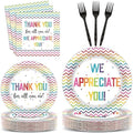 Thank You Party Plates Napkins We Appreciate You Tableware Teacher Appreciation Dinnerware Be Thankful to Thanksgiving Staff Disposable Plates Fork for Congratulations Graduate Party Supply Serve 24 by Naozinebi