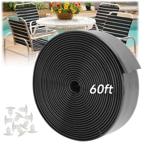 LukLoy 2" Wide 60ft Long Vinyl Straps for Patio Chairs Repairs, Black by LukLoy