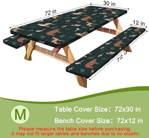Picnic Table and Bench Cover Set, Waterproof Fitted Elastic Cloth - Image 2