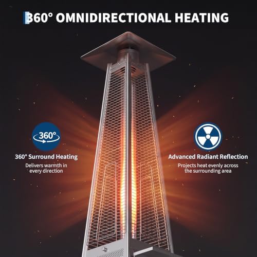 Garvee 42,000 BTU Propane Pyramid Patio Heater, Silver, Stainless Steel - Image 3