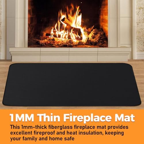 Fireproof Fireplace Rug for Home Protection, 4' x 2'8'' x 0.04'', Black - Image 3