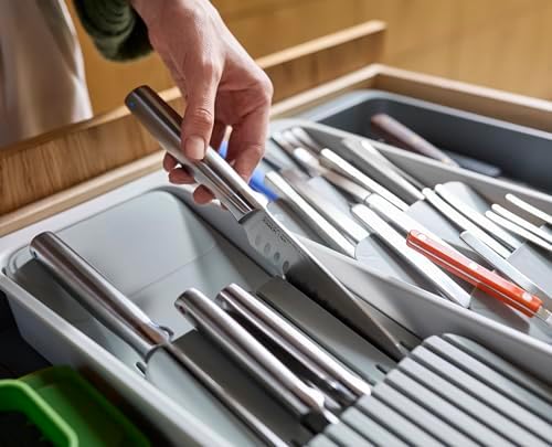 Joseph Joseph DrawerStore Expanding Tiered Flatware Cutlery Tray with Knife Organizer, Expandable In-Drawer Space-Saving Kitchen Storage, Recycled Plastic - Image 5