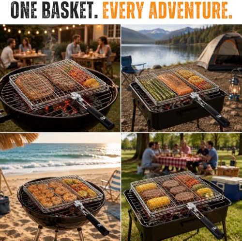 BBQ Grill Basket for Outdoor Grill, Deep Interior & Heat Resistant Handle - Image 7