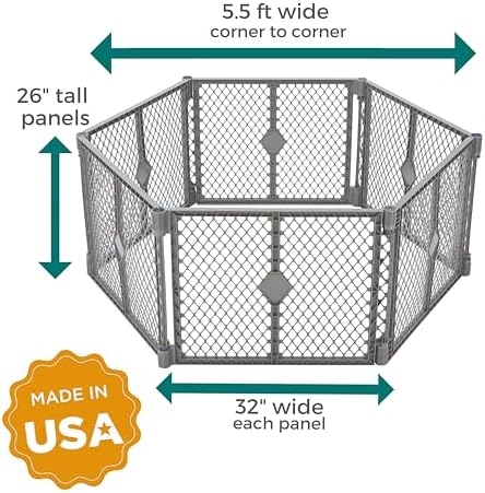 MyPet Petyard: 5.5 Ft. Wide Customizable Folding Dog Playpen Indoor/Outdoor. Made in USA. 6-Panel Puppy Playpen. Freestanding Play Pen Dog Gate 26" Tall, Fieldstone - Image 7