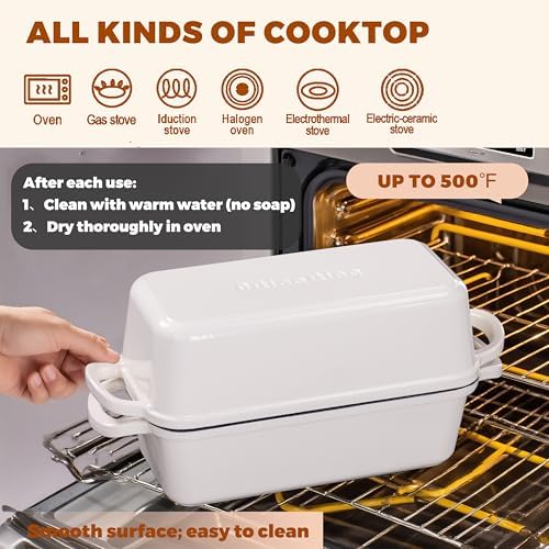 Cast Iron Loaf Pan with Lid, 11x5 Inch 5.8 Qt Sourdough Pan - Image 6