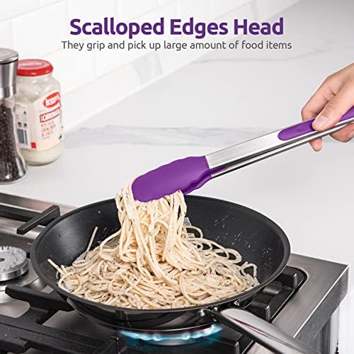 U-Taste Kitchen Tong for Cooking, 600ºF Heat-Resistant Silicon, 12in/Purple - Image 4