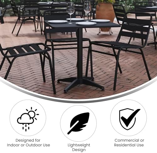 Flash Furniture 27.5 in Indoor/Outdoor Square Table with Base, Black - Image 4